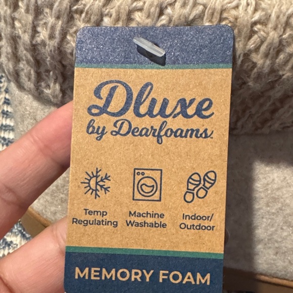 Dearfoams Deluxe Knit Cuff Slippers in Beige - Picture 2 of 4